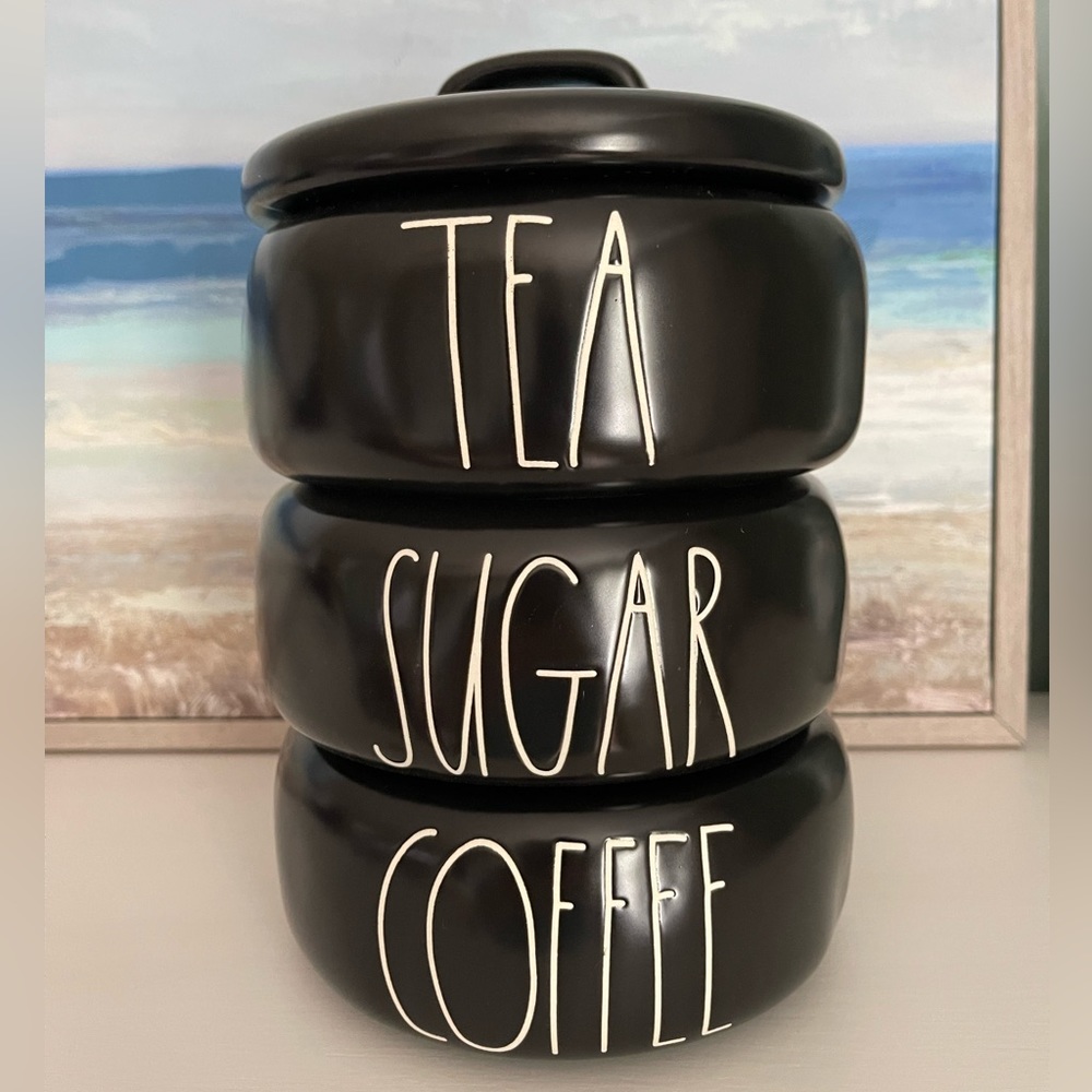 Rae Dunn COFFEE TEA SUGAR Canisters Stack